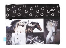 A4 Pencil Case - Black & White Horses