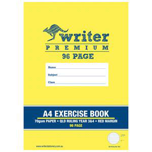 A4 YEAR 3/4 Exercise Book (Qld Ruling 4mm) - 96 Page