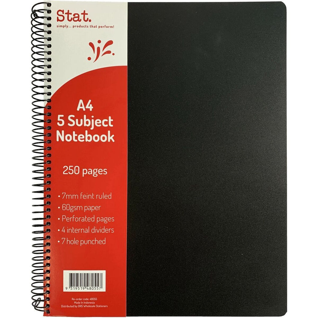 5 Subject Notebook A4 - Stat Poly Cover - 240 Page