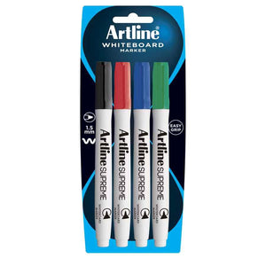 Whiteboard Markers - Artline Supreme Asst - Thin Tip - 4 Pack
